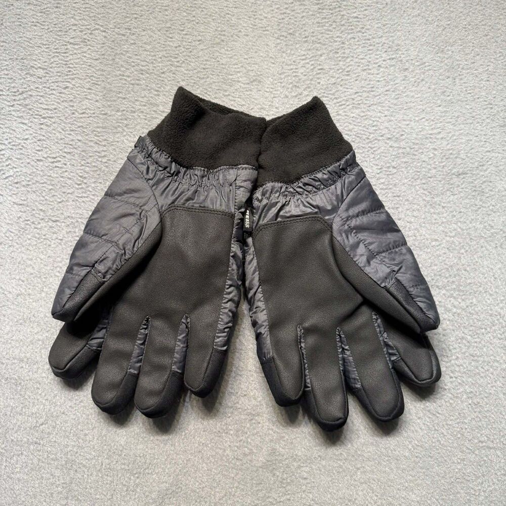 REI Co Op Mens M Insulated Gloves Gray Black Outdoor Winter Fleece Cuff EUC